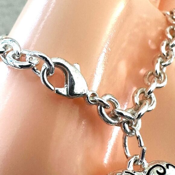 Silver-Tone Swirl Heart Locket Charm Bracelet - Picture 8 of 11